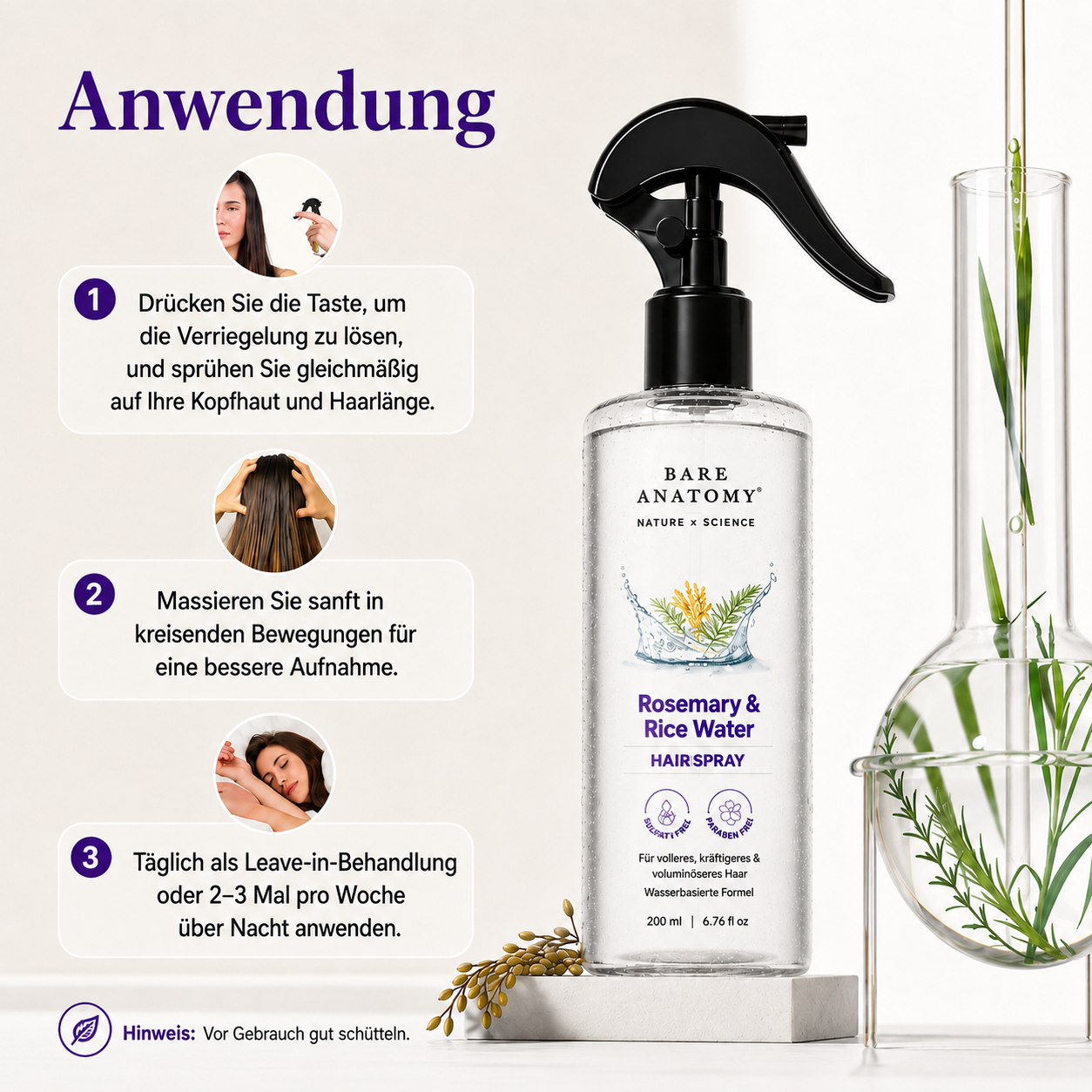 Rosemary & Rice Water Hair Spray