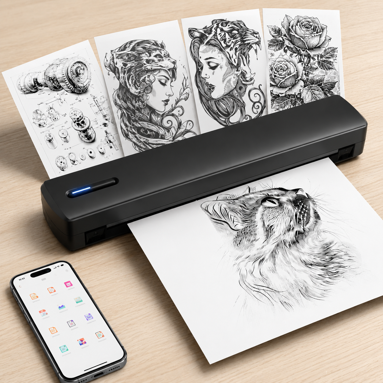 Portable Wireless Inkless Photo Printer Instant Bluetooth Mobile Printer for Phone 48 Hour Battery No Ink Needed for iOS and Android