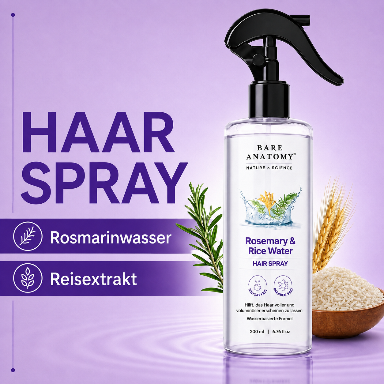 Rosemary & Rice Water Hair Spray