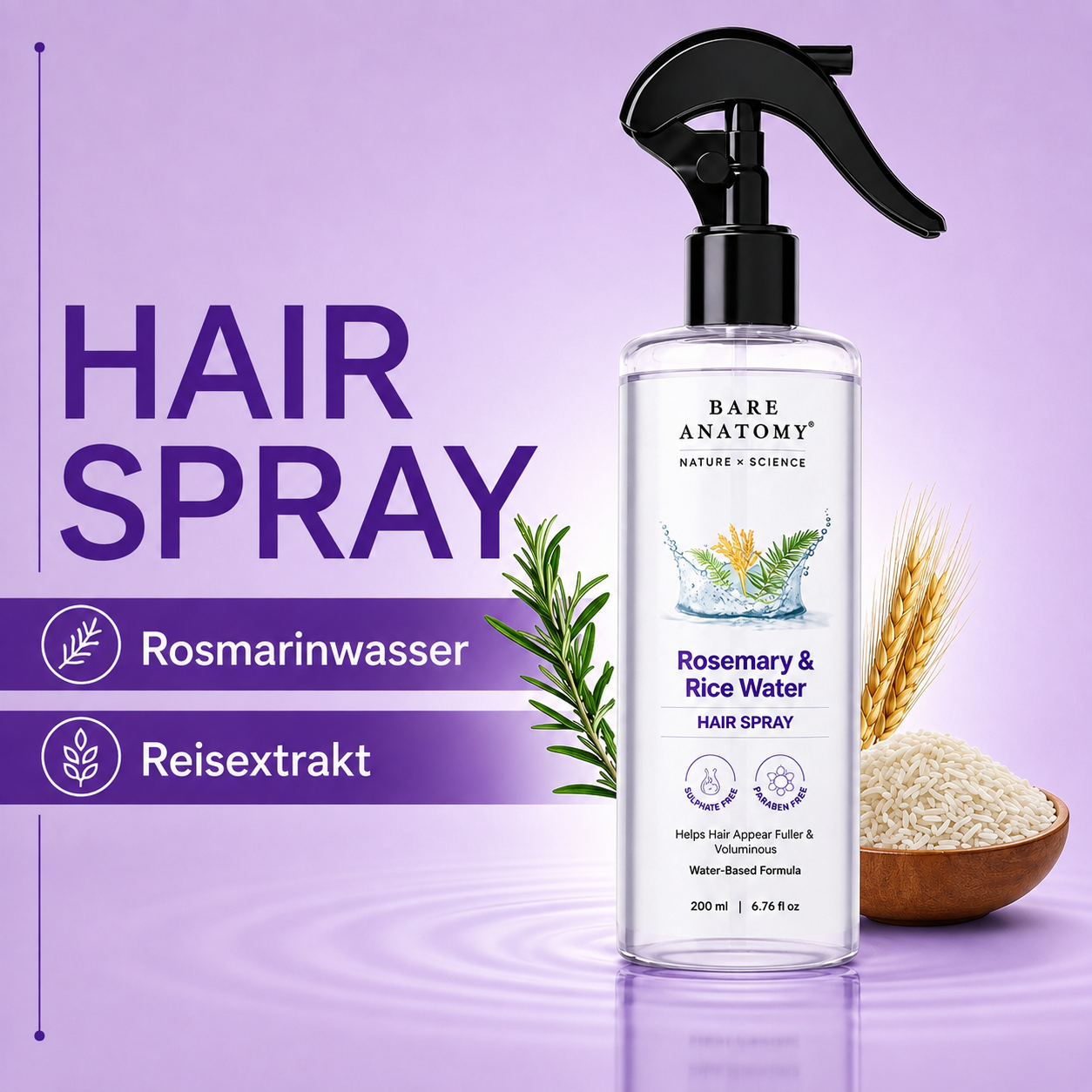Rosemary & Rice Water Hair Spray