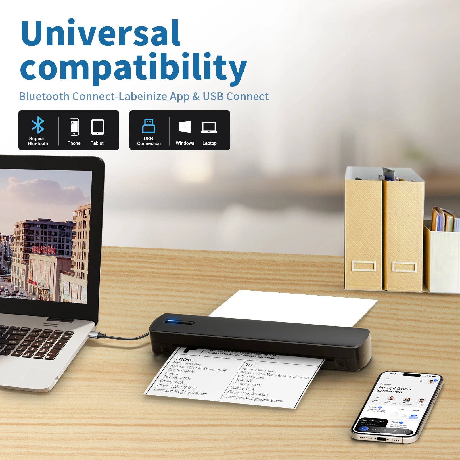 Portable Wireless Inkless Photo Printer Instant Bluetooth Mobile Printer for Phone 48 Hour Battery No Ink Needed for iOS and Android