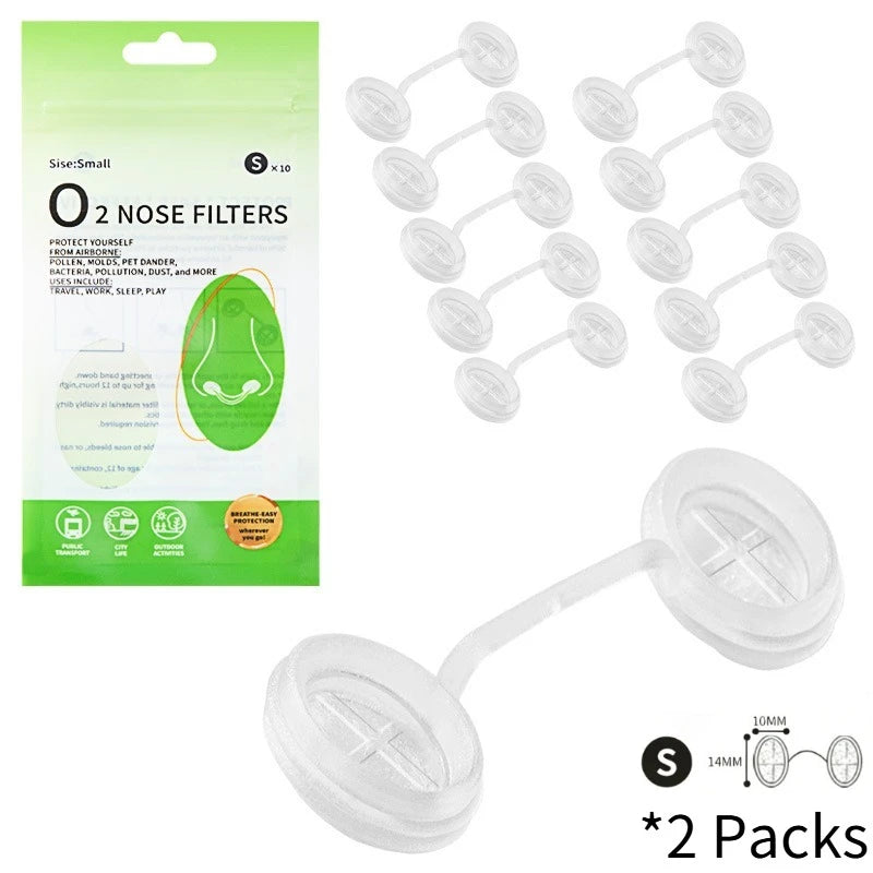 20 Pcs Disposable Nasal Filters Invisible Nose Plugs Allergy Relief Breathable Comfort Fit Multi Hypoallergenic Soft Material