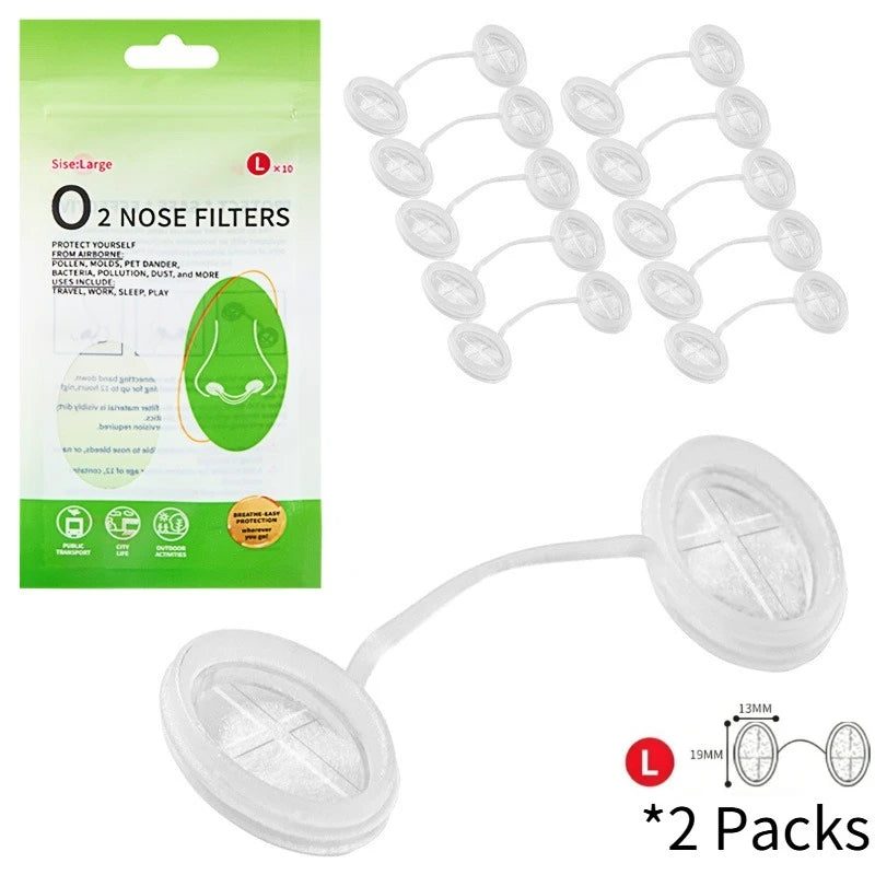 20 Pcs Disposable Nasal Filters Invisible Nose Plugs Allergy Relief Breathable Comfort Fit Multi Hypoallergenic Soft Material