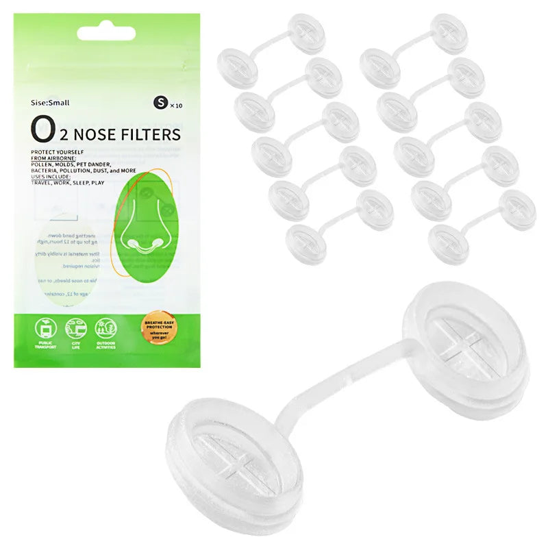 20 Pcs Disposable Nasal Filters Invisible Nose Plugs Allergy Relief Breathable Comfort Fit Multi Hypoallergenic Soft Material